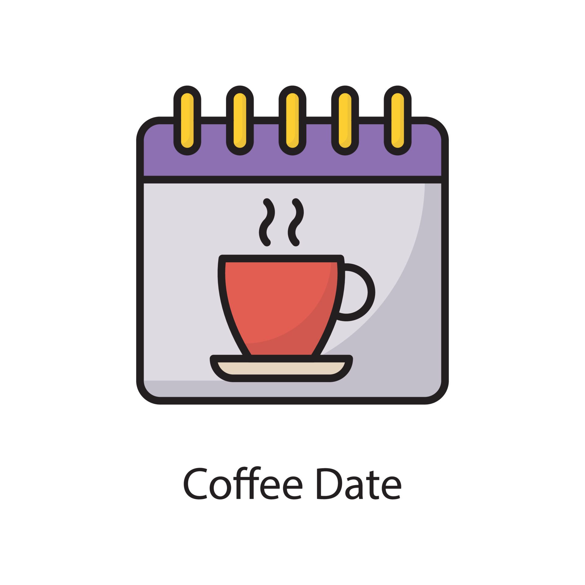 Coffee Date Vector Filled Outline Icon Design illustration. Love Symbol