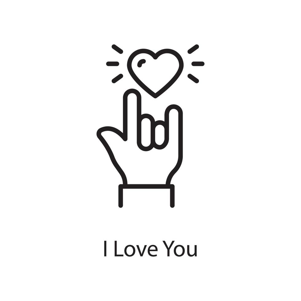 I Love You Vector Outline Icon Design illustration. Love Symbol on White background EPS 10 File