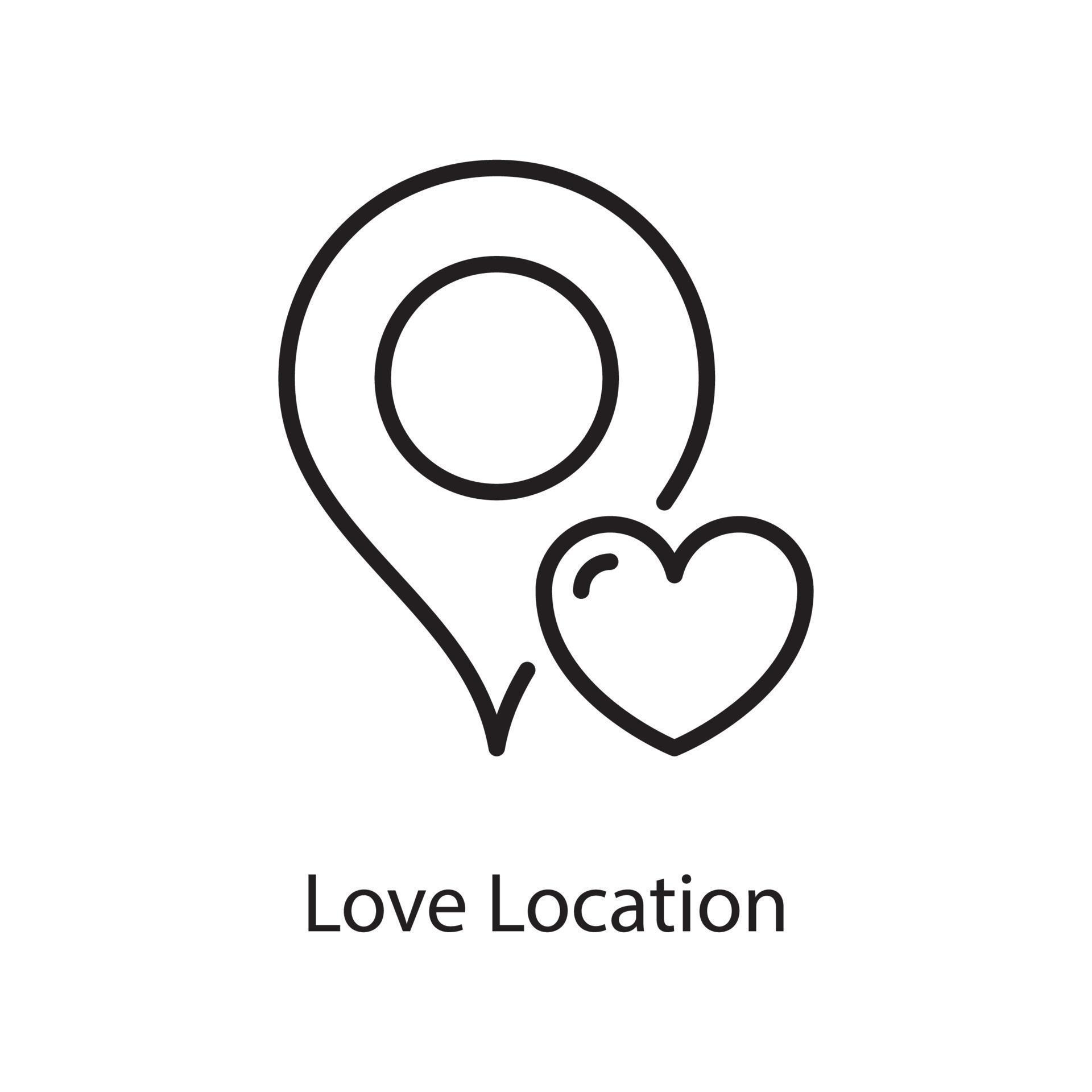 Love Location Vector Outline Icon Design illustration. Love Symbol on White background EPS 10