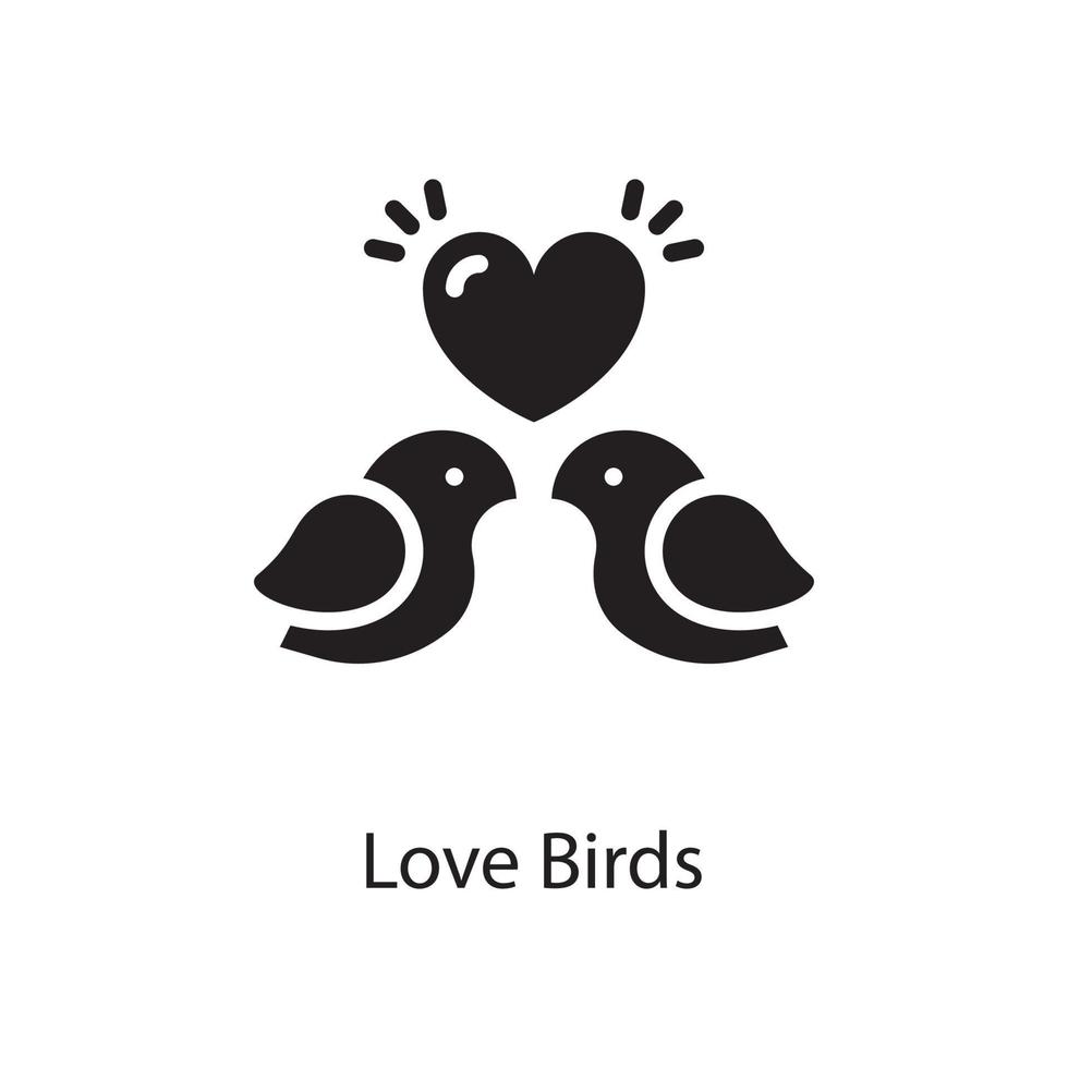 Love Birds Vector Solid Icon Design illustration. Love Symbol on White background EPS 10 File