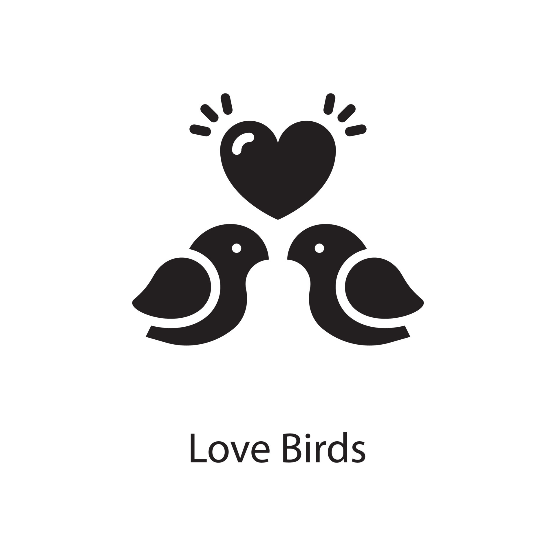 Love Birds Vector Solid Icon Design illustration. Love Symbol on White