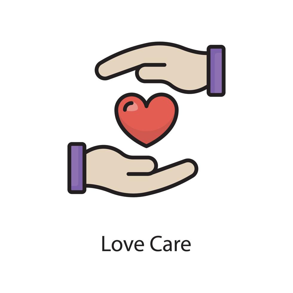 Love Care Vector Filled Outline Icon Design illustration. Love Symbol on White background EPS 10 File