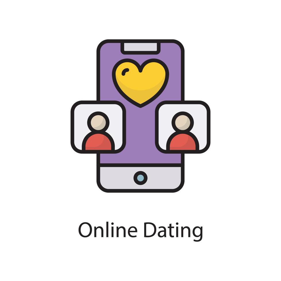 Online Dating Vector Filled Outline Icon Design illustration. Love Symbol on White background EPS 10 File