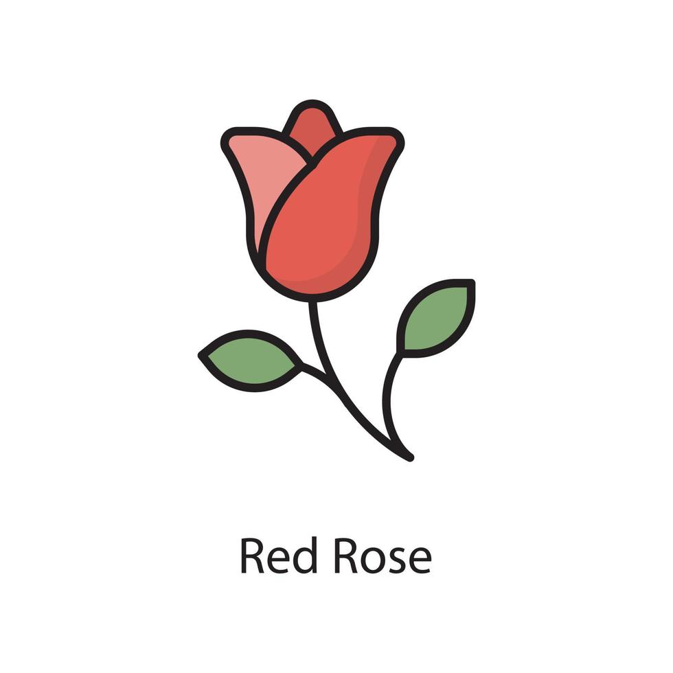 Red Rose Vector Filled Outline Icon Design illustration. Love Symbol on White background EPS 10 File