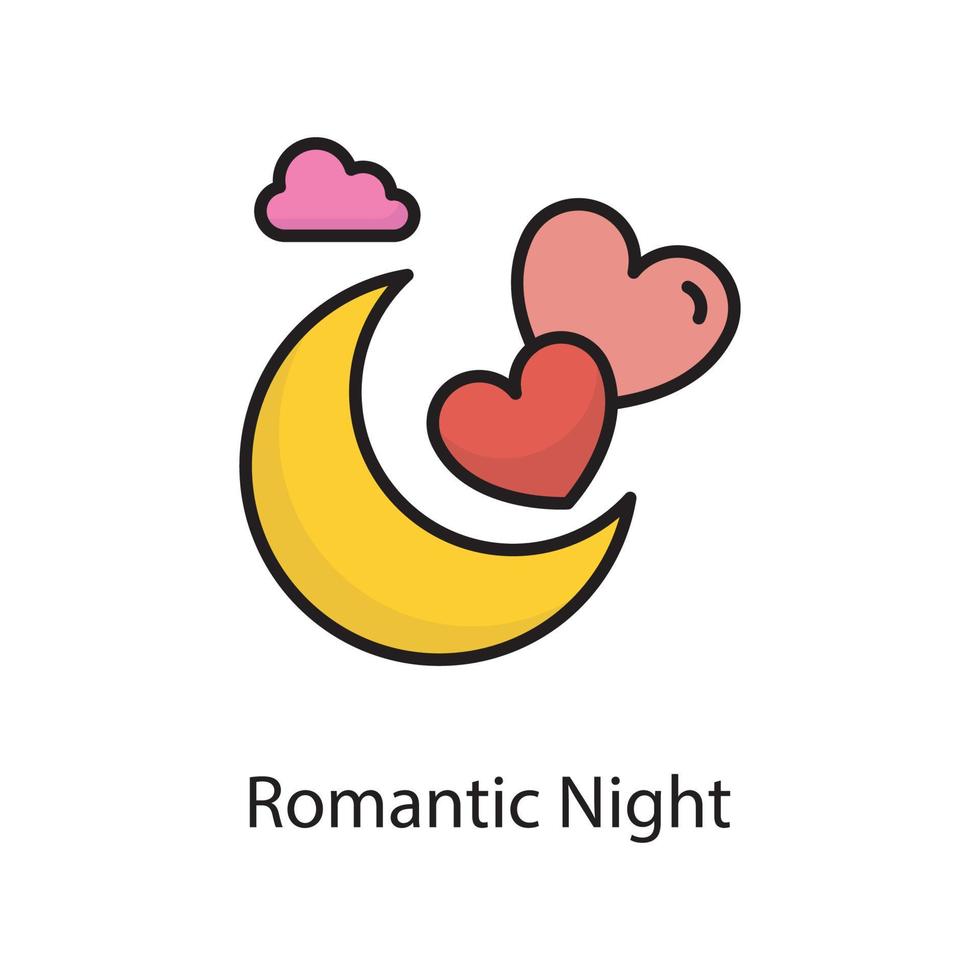 ilustración de diseño de icono de contorno lleno de vector de noche romántica. símbolo de amor en el archivo eps 10 de fondo blanco