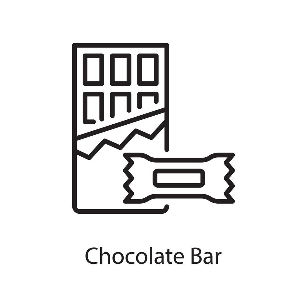 Ilustración de diseño de icono de contorno de vector de barra de chocolate. símbolo de amor en el archivo eps 10 de fondo blanco