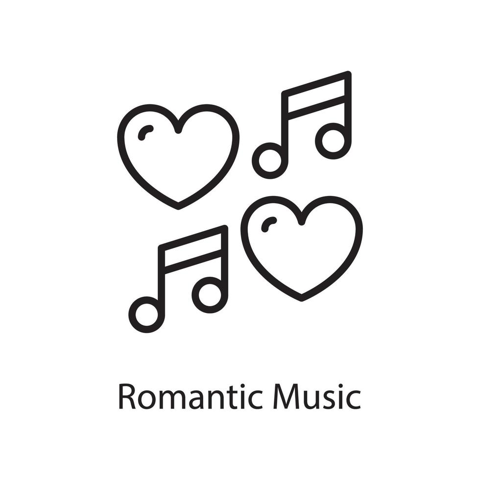 Romantic Music Vector Outline Icon Design illustration. Love Symbol on White background EPS 10 File