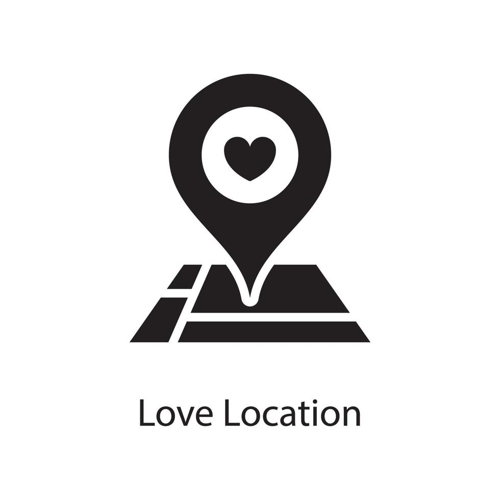 Love Location Vector Solid Icon Design illustration. Love Symbol on White background EPS 10 File