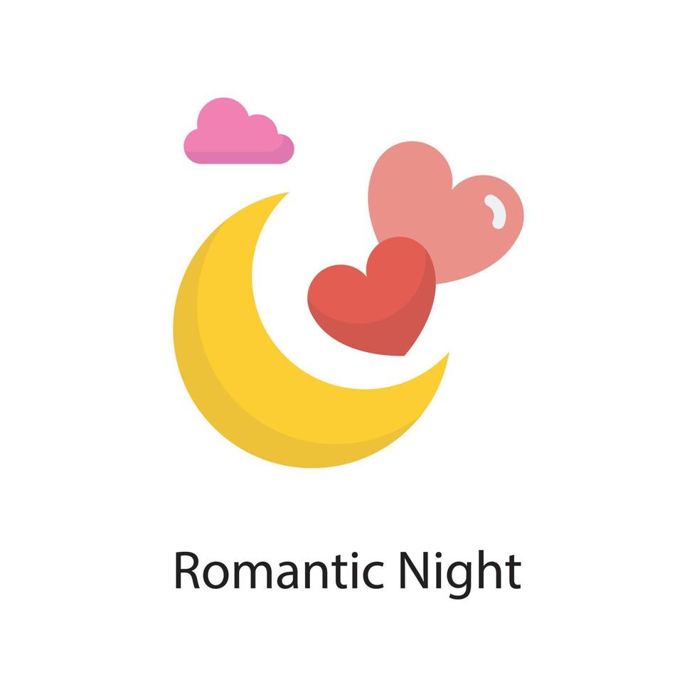 ilustración de diseño de icono plano de vector de noche romántica. símbolo de amor en el archivo eps 10 de fondo blanco