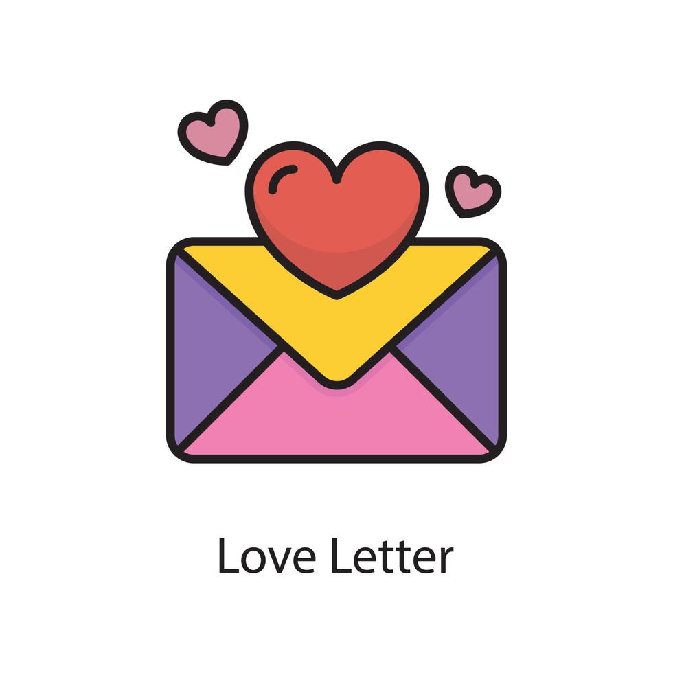 Love Letter Vector Filled Outline Icon Design illustration. Love Symbol on White background EPS 10 File