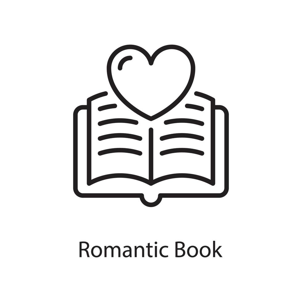 ilustración de diseño de icono de contorno de vector de libro romántico. símbolo de amor en el archivo eps 10 de fondo blanco