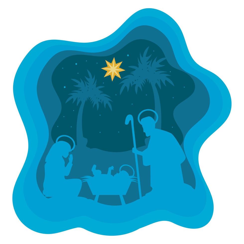 nativity manger characters silhouettes vector