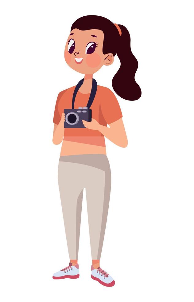 female tourist with camera vector