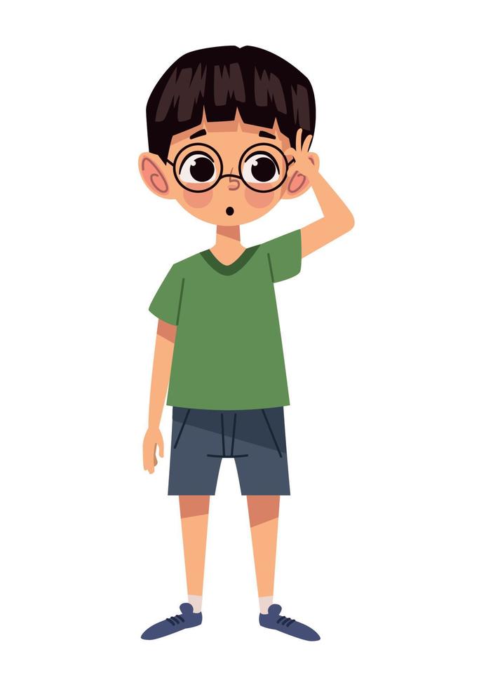 little boy wearing eyeglasses vector