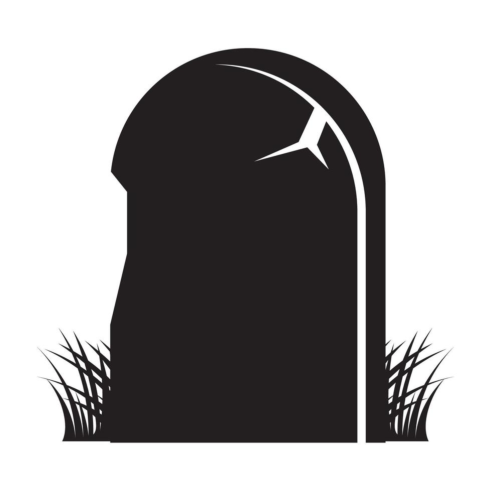 halloween cementerio lápida silueta vector