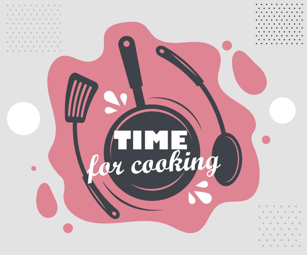 time for cooking lettering vector