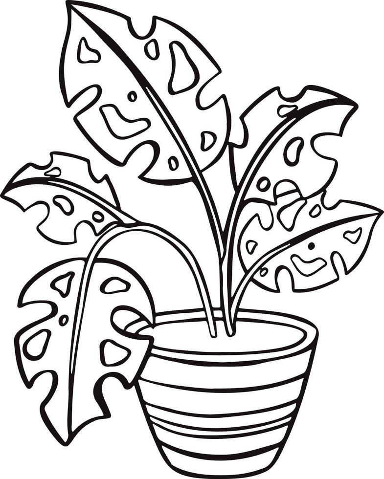 Home plant for interior outline illustration vector