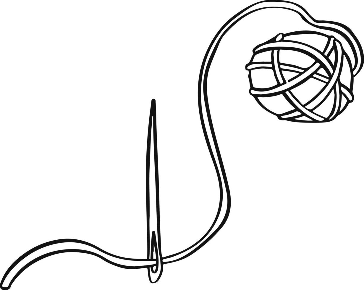 Clew of thread in line vector illustration