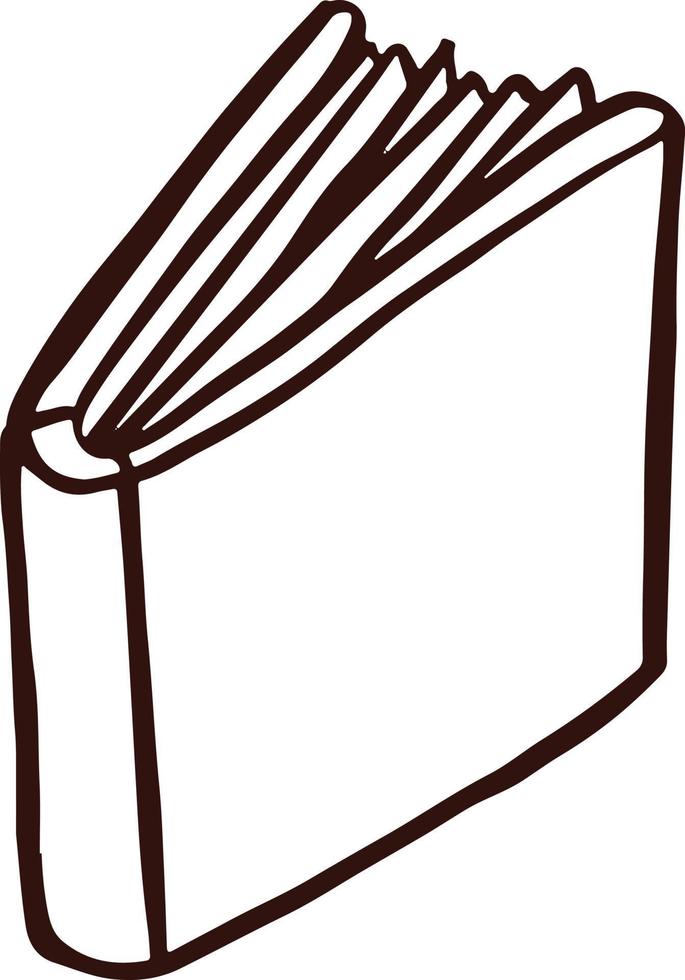 Reading book, notepad line monochrome illustration vector