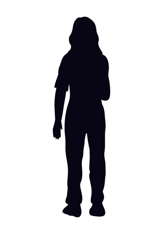 woman standing silhouette style vector