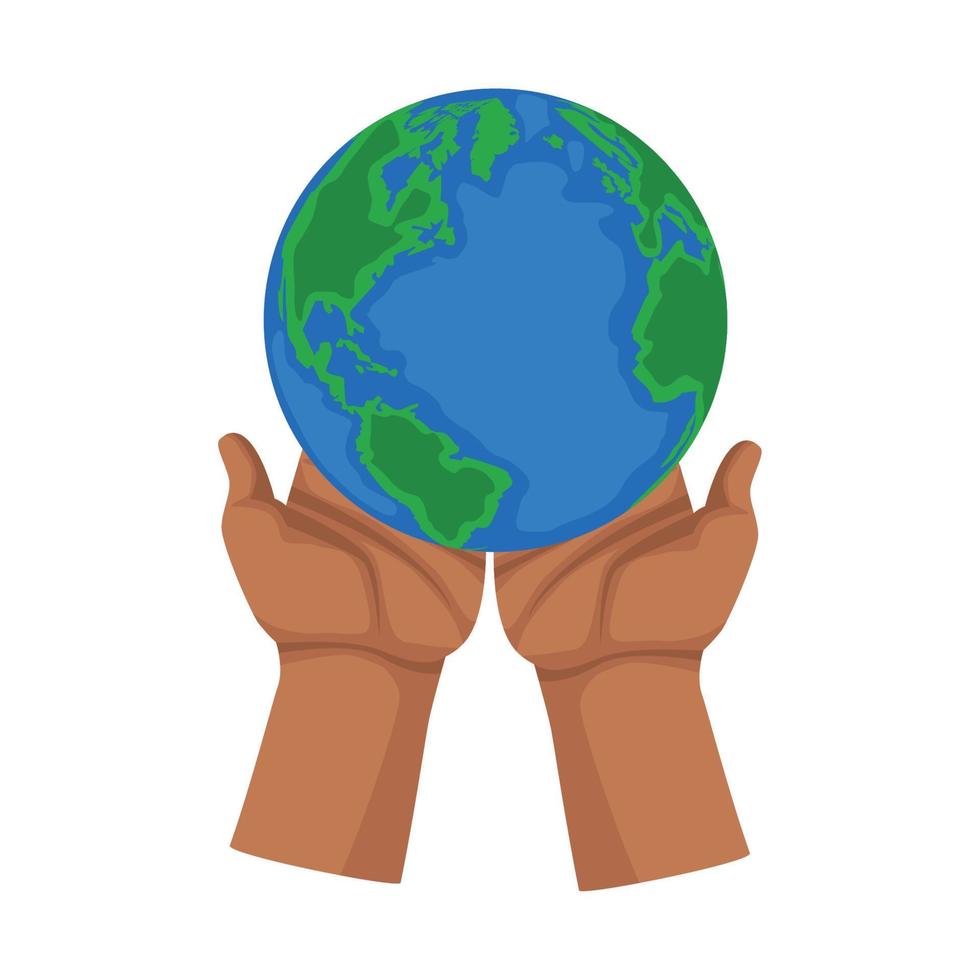 hands lifting planet earth vector