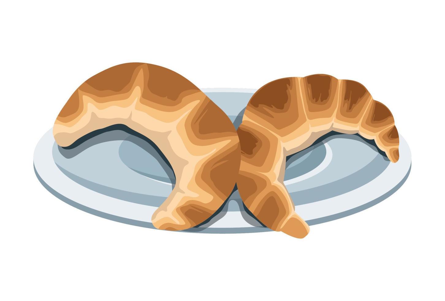 dish with croissants breads vector