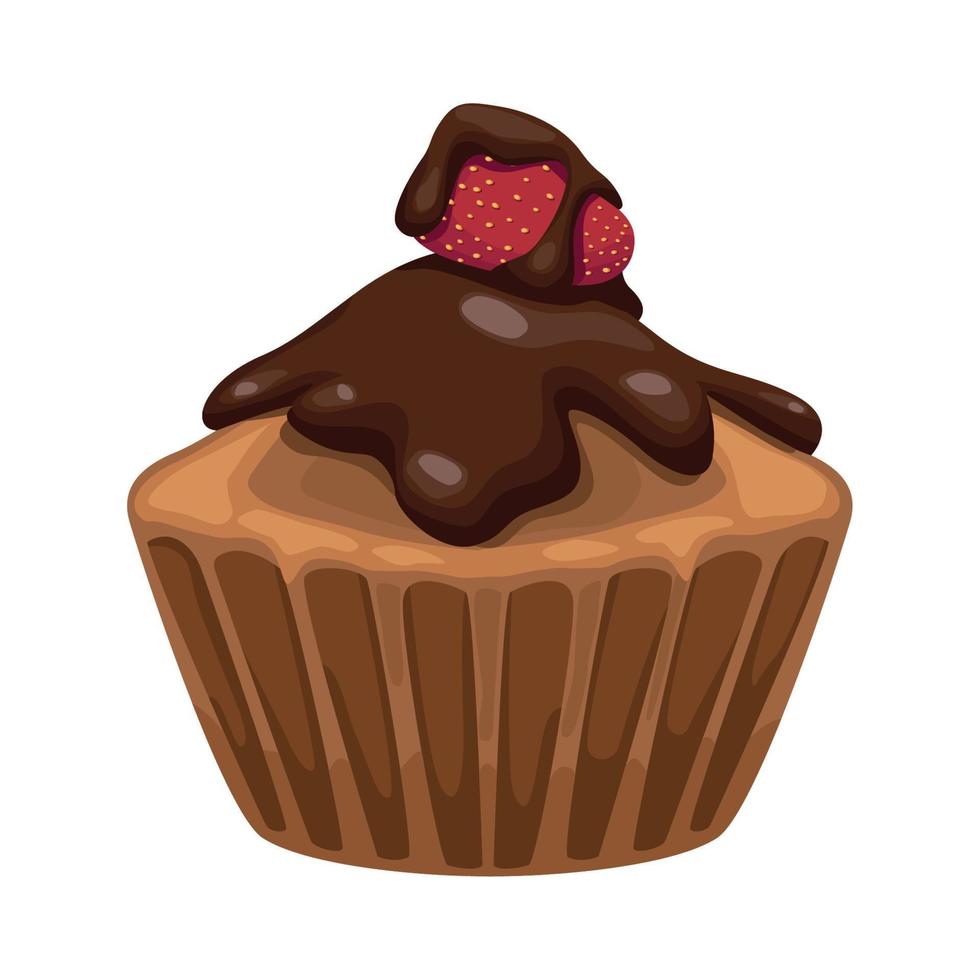 sweet cupcake with strawberry vector