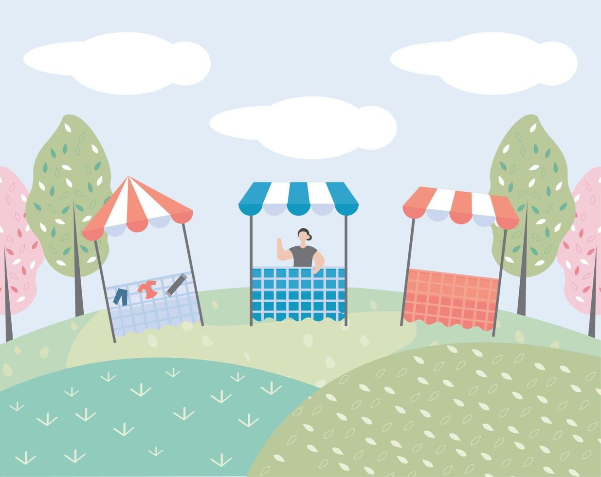 kiosks in landscape vector