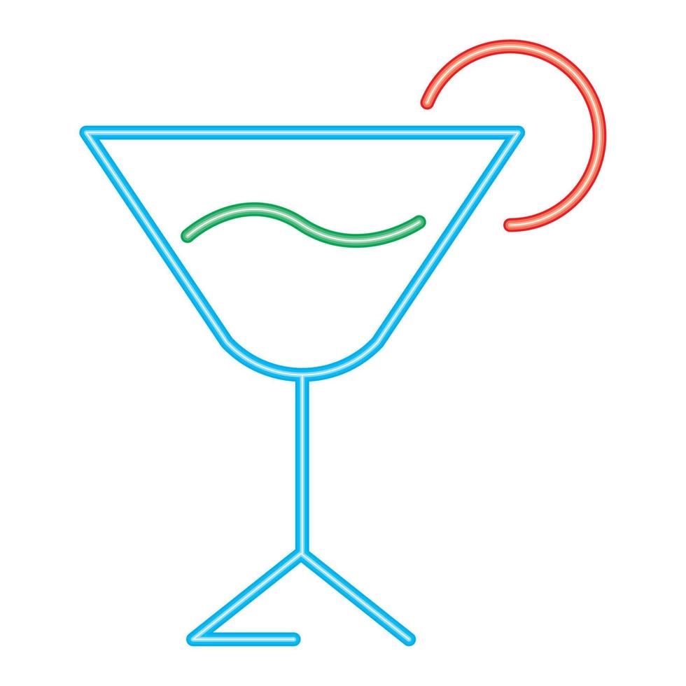 cokctail cup neon style vector