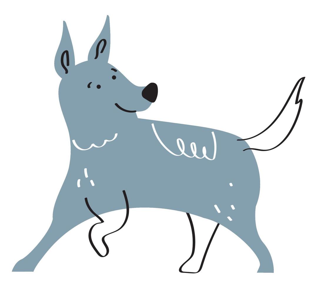 gray dog walking vector