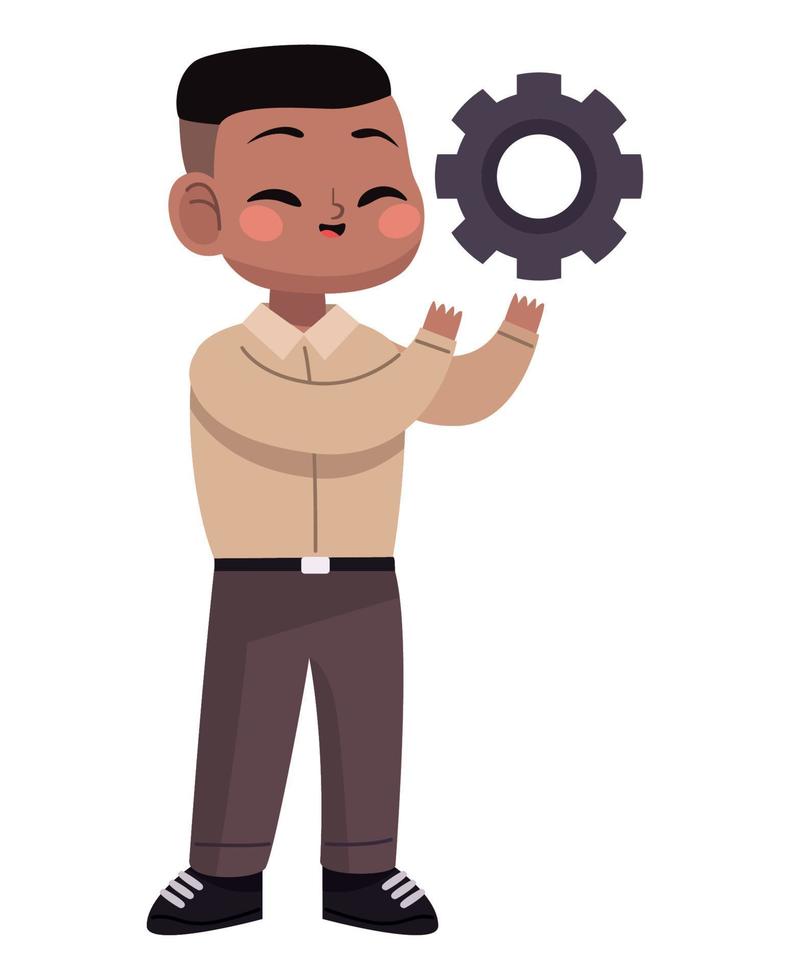 afro businessman with gear vector