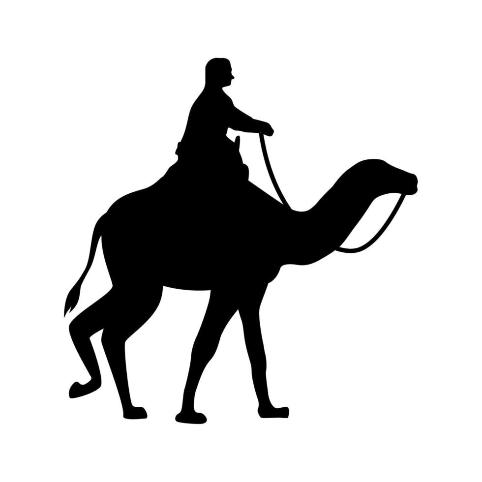 traveler riding camel silhouette vector