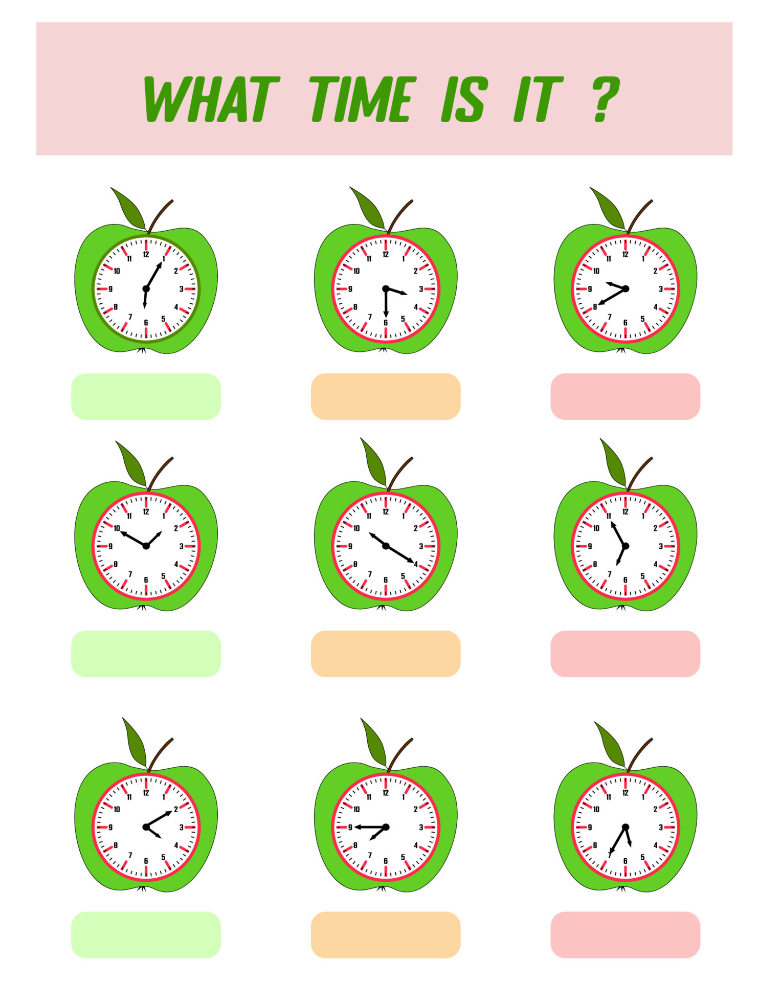 What time is it. Learning time on the clock. Educational activity