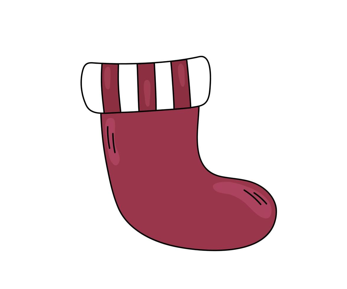 Christmas sock isolated. Christmas stocking doodle. Vector winter holiday illustration