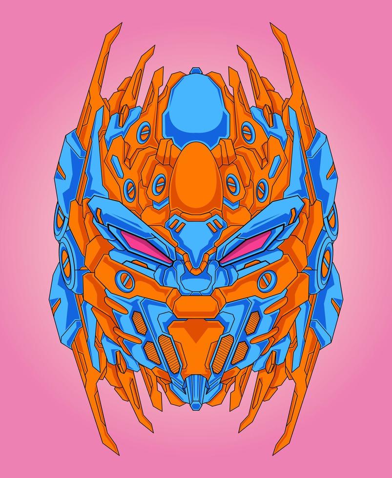 Warrior robot head vector illustration