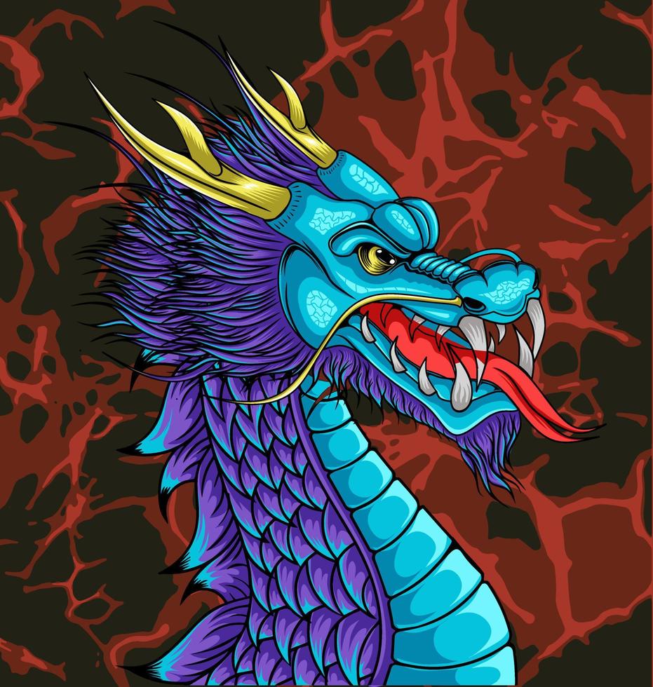 Dragon detailed half body vector design
