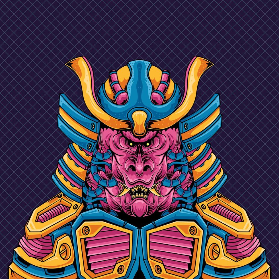 Japanese samurai cyborg armor vector illustration