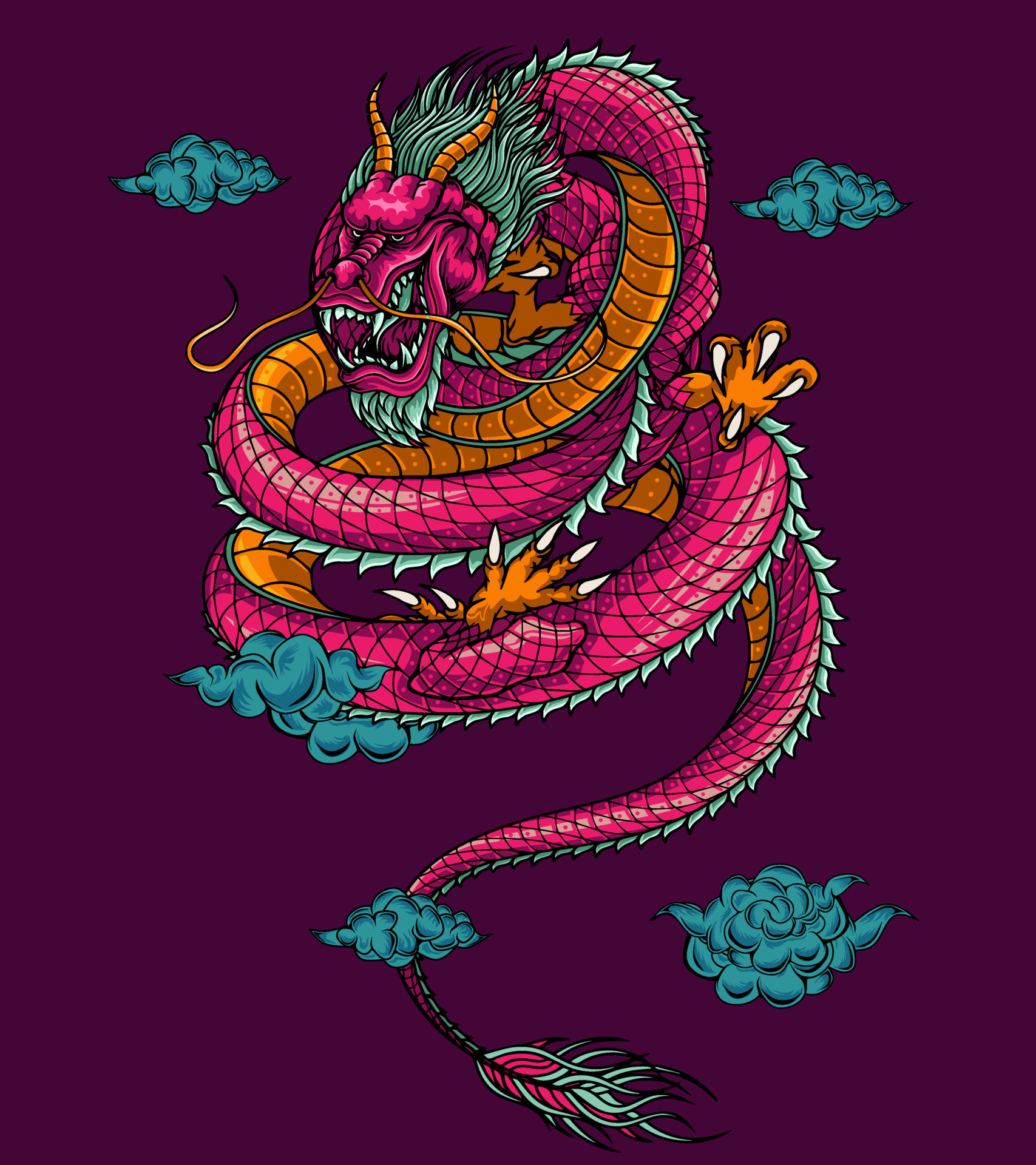 Japanese red dragon full color vector art 14176739 Vector Art at Vecteezy