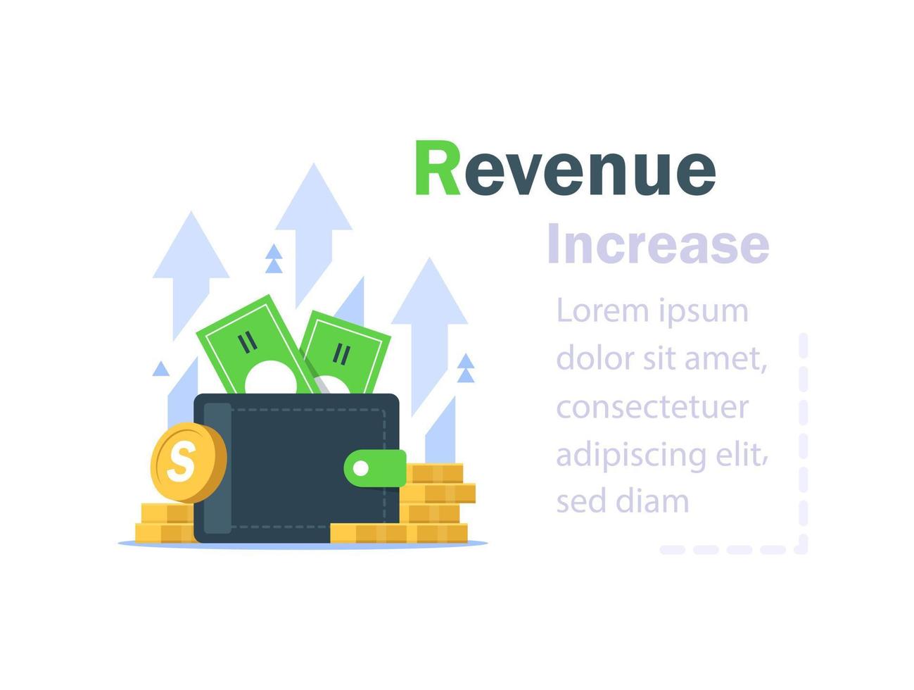 revenue increase,high interest rate, income growth,Wallet full of money,budget profit, financial fund growth, raise capital, investment portfolio vector