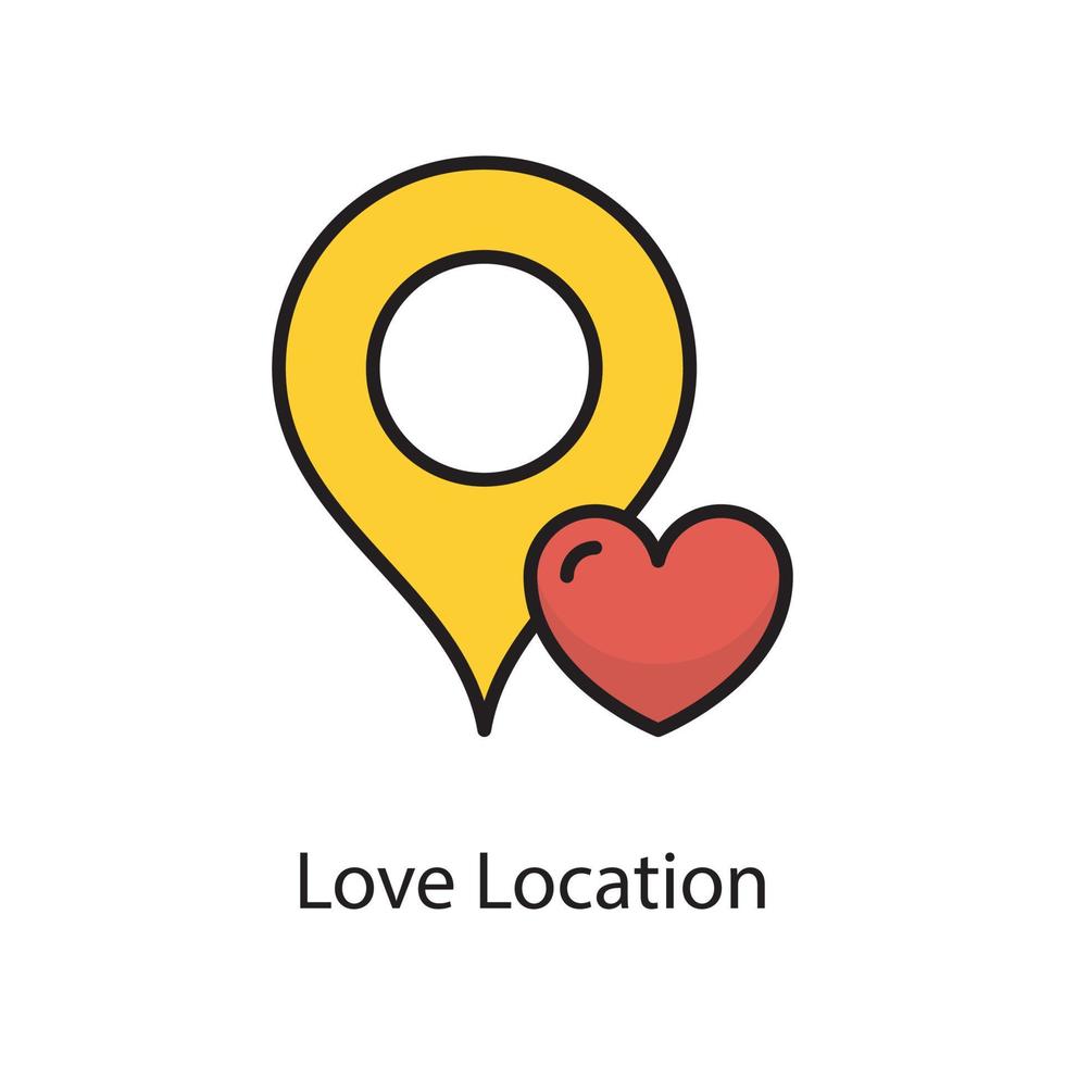 Love Location Vector Filled Outline Icon Design illustration. Love Symbol on White background EPS 10 File