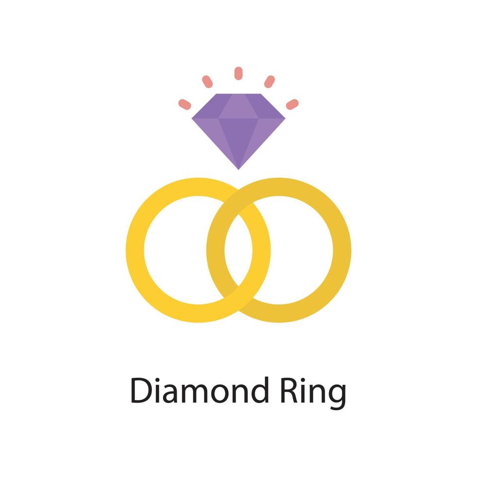 Diamond Ring Vector Flat Icon Design illustration. Love Symbol on White background EPS 10 File