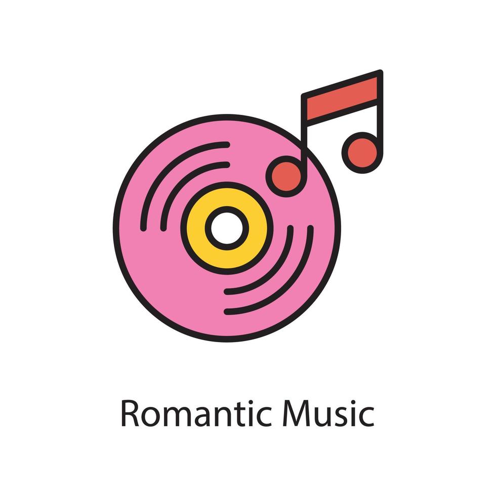 Romantic Music Vector Filled Outline Icon Design illustration. Love Symbol on White background EPS 10 File