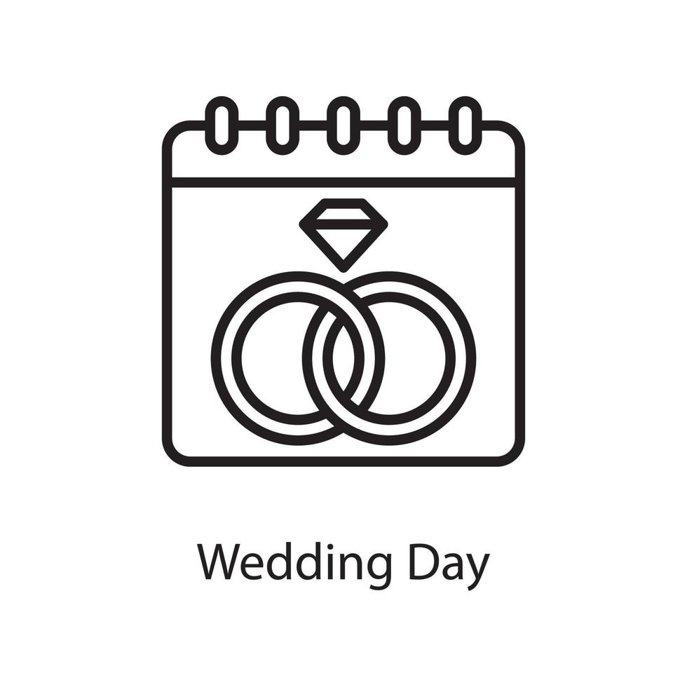 Wedding Day  Vector Outline Icon Design illustration. Love Symbol on White background EPS 10 File