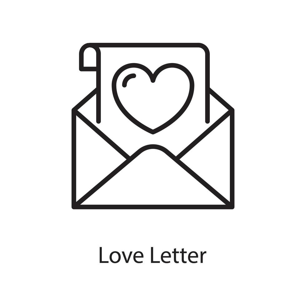 Love Letter Vector Outline Icon Design illustration. Love Symbol on White background EPS 10 File