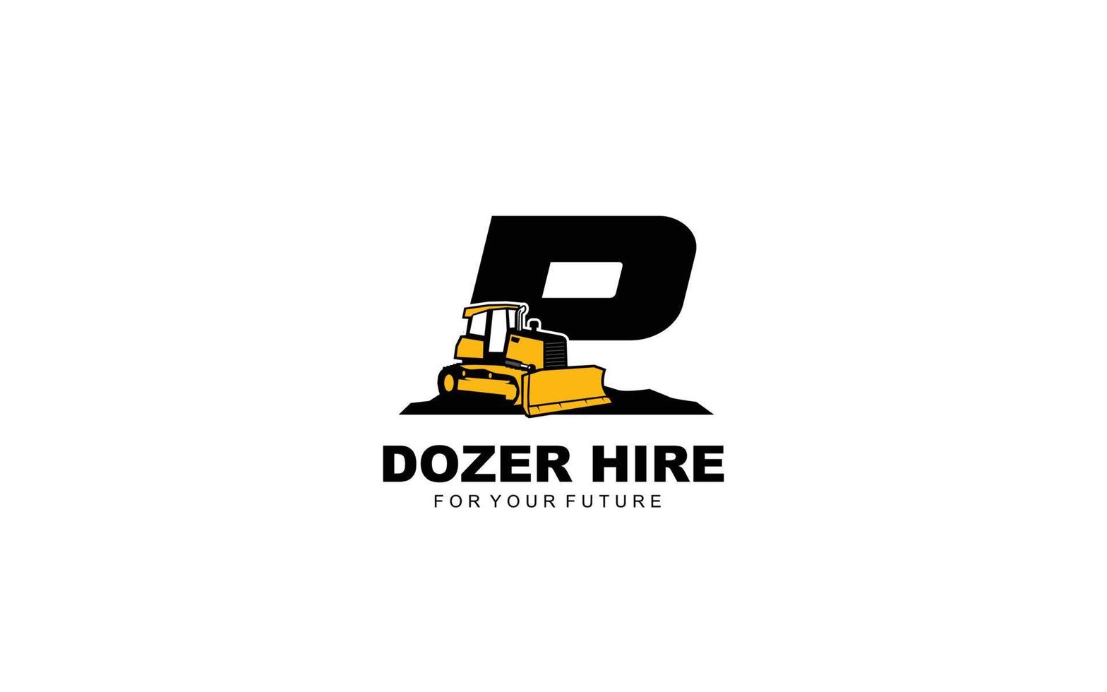 P logo DOZER for construction company. Heavy equipment template vector illustration for your brand.