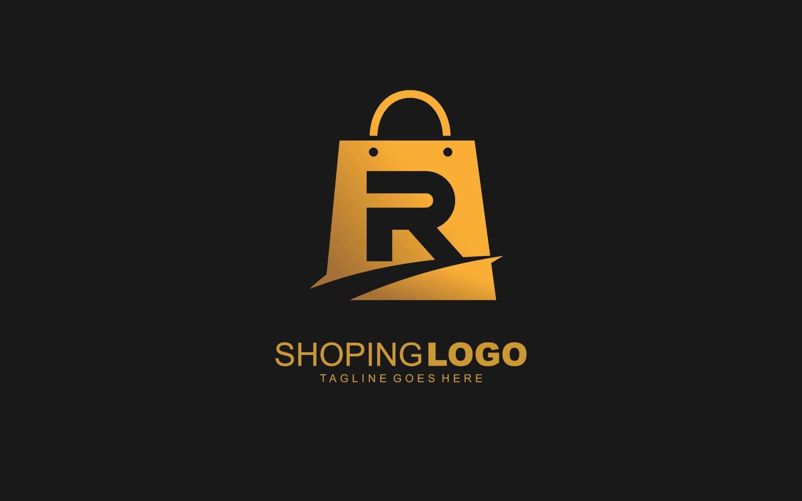 R logo ONLINESHOP for branding company. BAG template vector illustration for your brand.