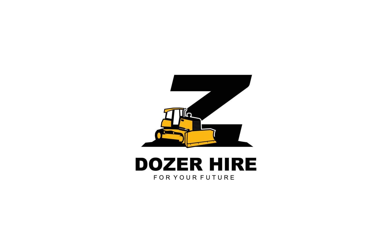 Z logo DOZER for construction company. Heavy equipment template vector illustration for your brand.