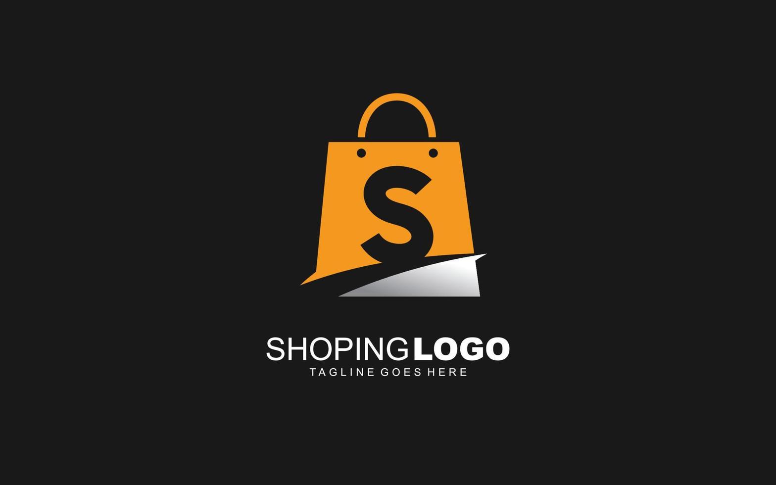 S logo ONLINESHOP for branding company. BAG template vector illustration for your brand.
