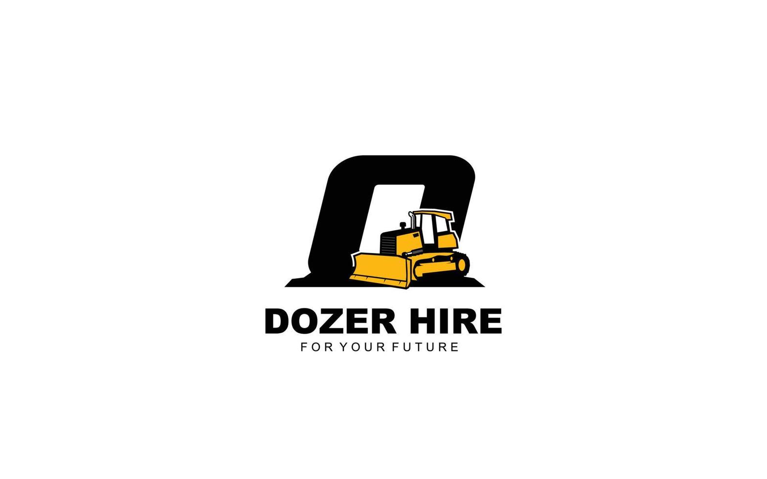 O logo DOZER for construction company. Heavy equipment template vector illustration for your brand.