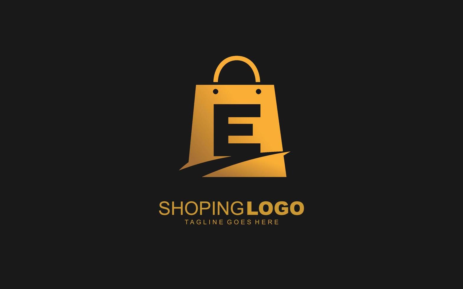 E logo ONLINESHOP for branding company. BAG template vector illustration for your brand.